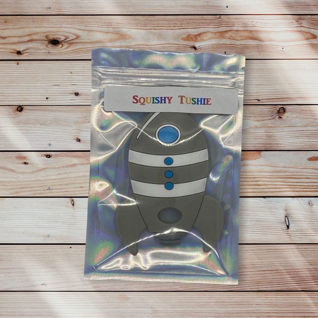 Silicone Teething Toy - Gray Rocket