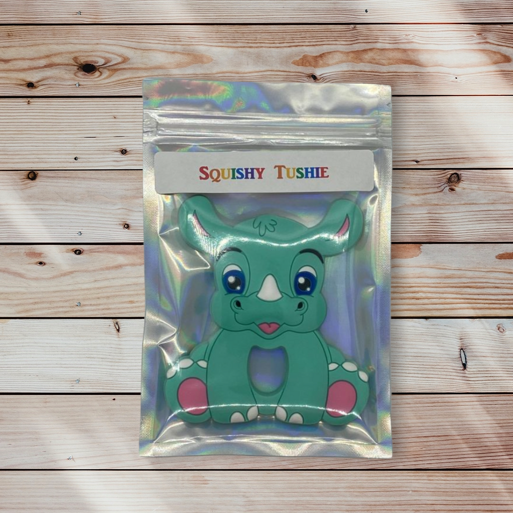 Teal Rhino Silicone Teething Toy