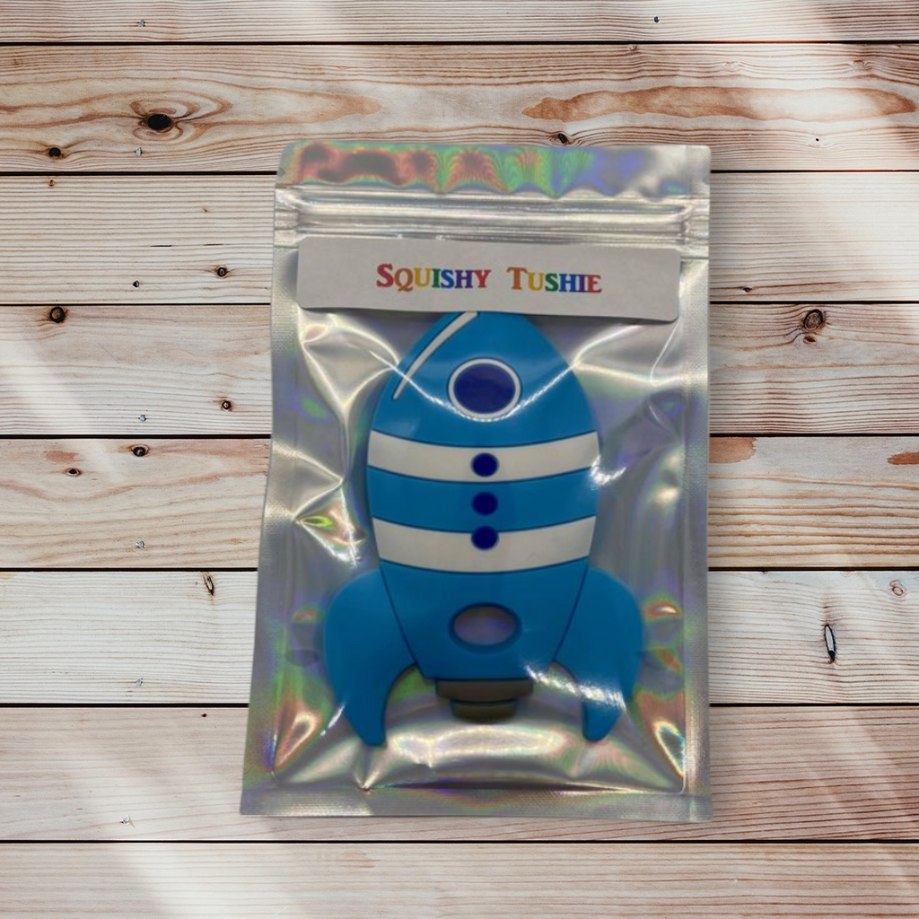Silicone Teething Toy - Blue Rocket